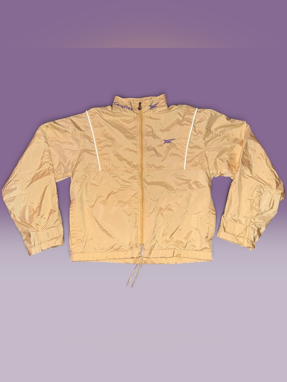Vintage 80s/90s ASICS Tiger CeraFlex Yellow Full-Zip Track Windbreaker Jacket S